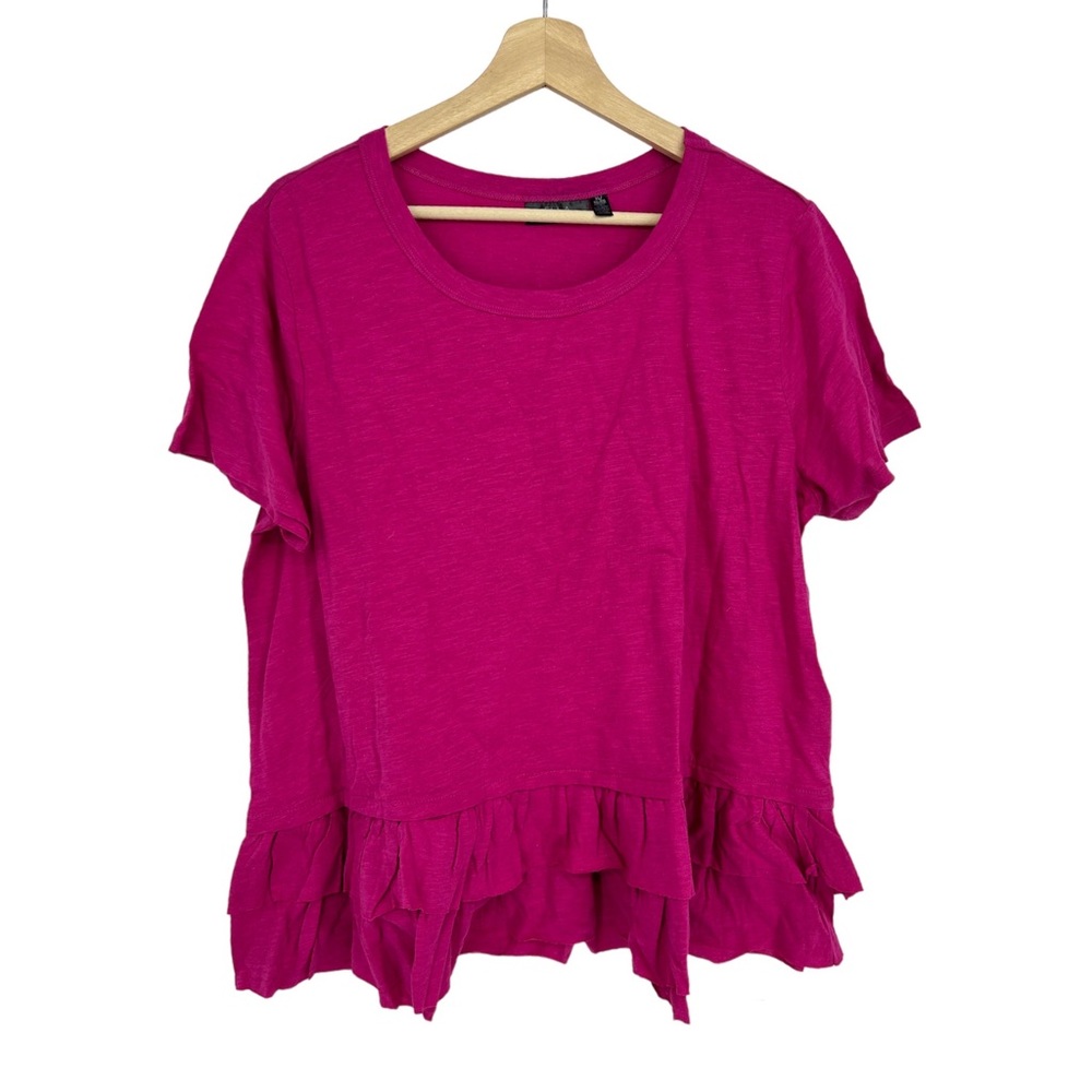 Ella Rafaella Cotton Pink Frill Short Sleeve Top